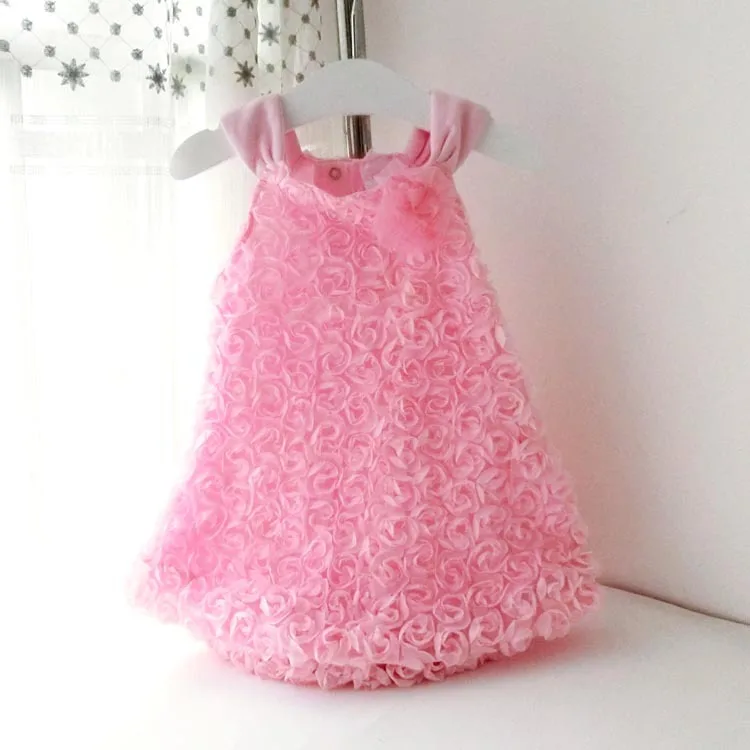 

Fashion Summer Style Baby Girl Dress Toddler Kids Girl Rosette Flowers Dresses Sleeveless Suspender Dress Baby Clothing