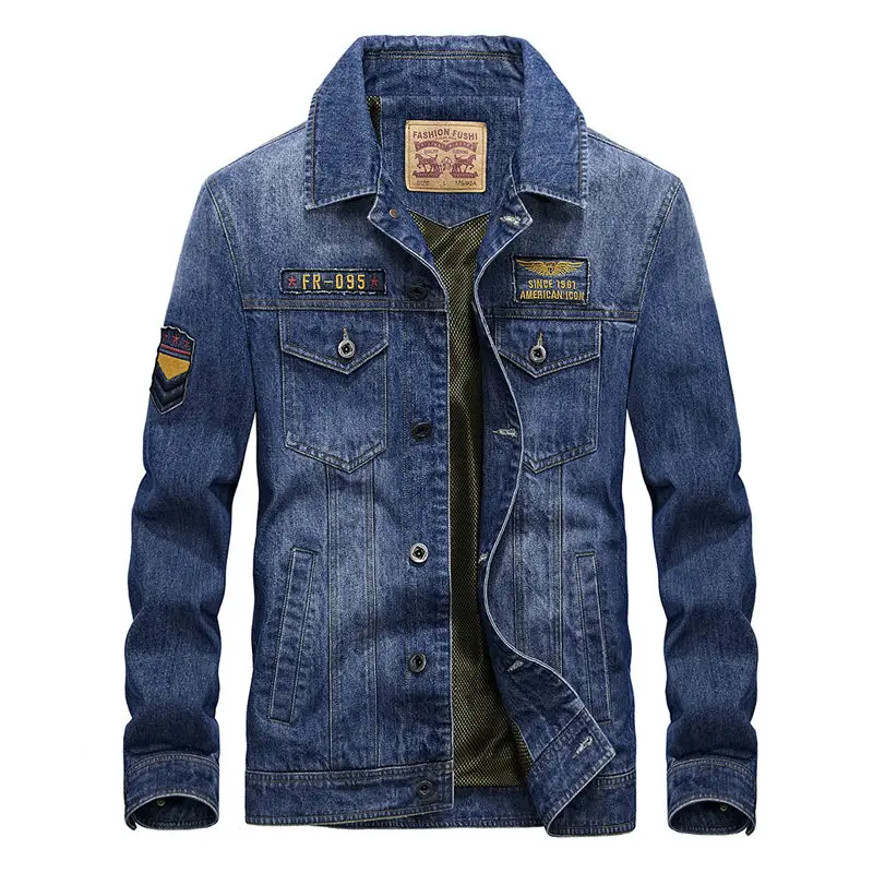Mens Fashion Denim Jacket Spring Casual Men Cowboy Jacket Long Sleeve