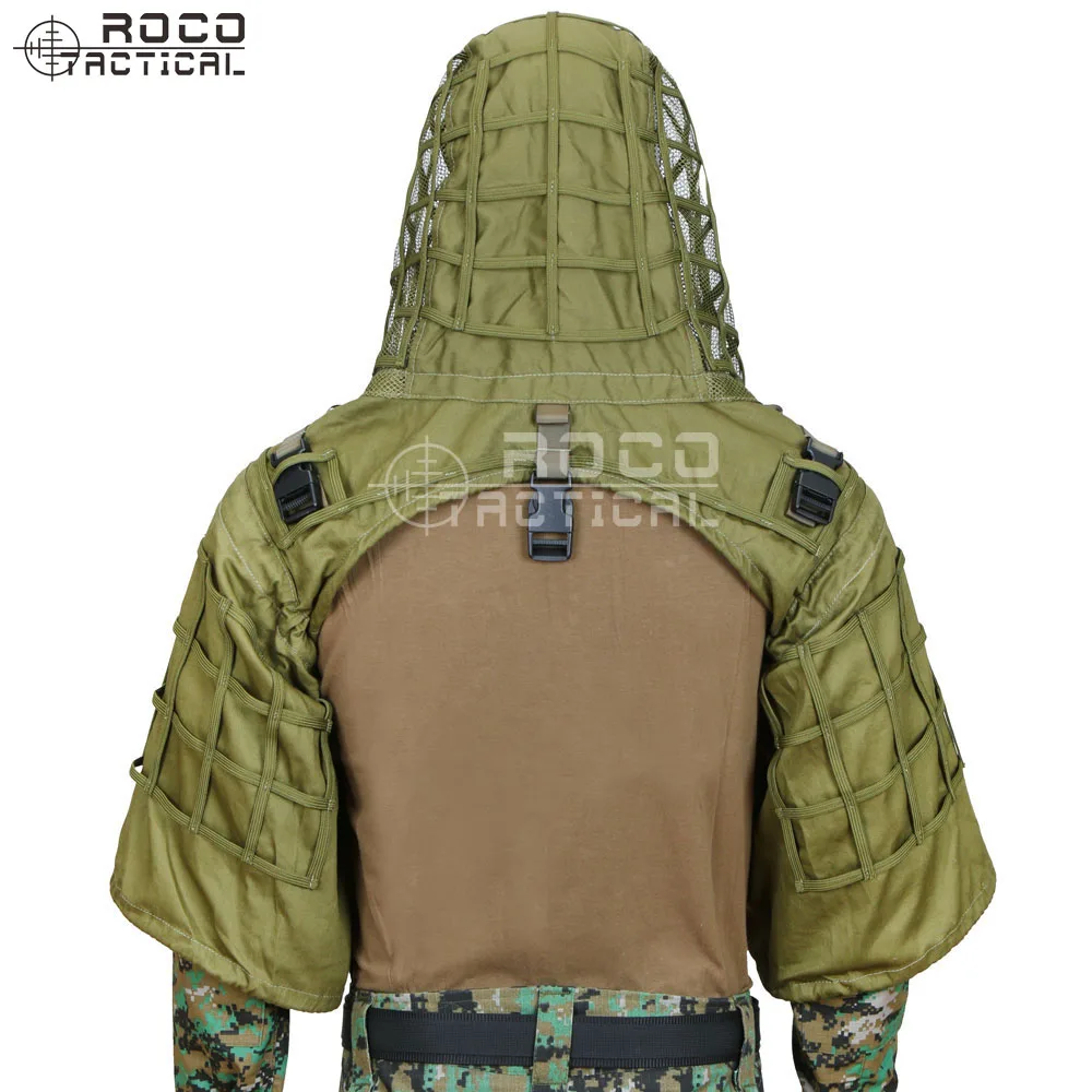ROCOTACTICAL Military Sniper Ghillie Viper Hood Combat Ghillie Suit Foundation Hood Jacket Camouflage Woodland ghillie suit