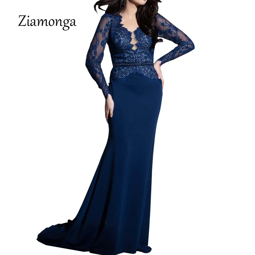 Ziamonga Новое модное черное сексуальное кружевное платье в пол длиной до пола, вечерние элегантные облегающие платья макси - Цвет: Blue