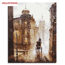 Путешествие по улочкам ручная роспись маслом автомобиль лошадь Любовь Цифровая живопись по номерам Масляные картины китайские картины-свитки