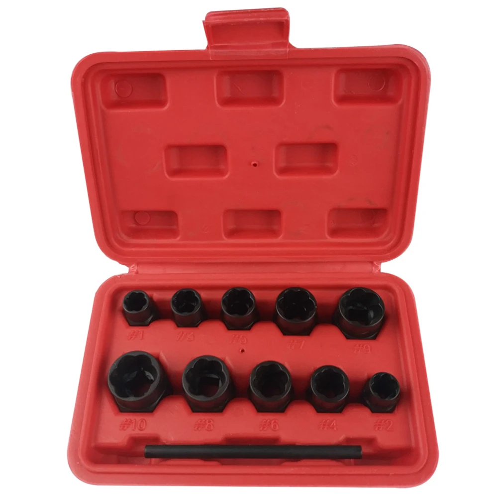 

11pcs/set Sockets Bolt Removers Rounded Damaged Threading N Twist Locking Wheel Grip Hand Tools Useful Nut Extractor Kit Stud