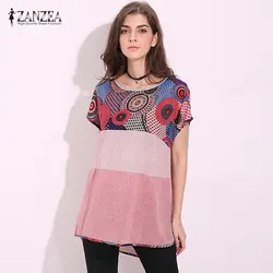 ZANZEA blusas Мода 2016 г. хлопок + льняные летние Рубашки для мальчиков короткий рукав o Средства ухода за кожей Шеи Повседневное свободные Для