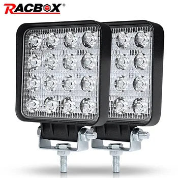

RACBOX 4 inch 48W Slim LED Work Light Flood Spot Driving Lamp for Lada Truck Trailer SUV Off Road Boat 12V 24V 4WD Car Styling