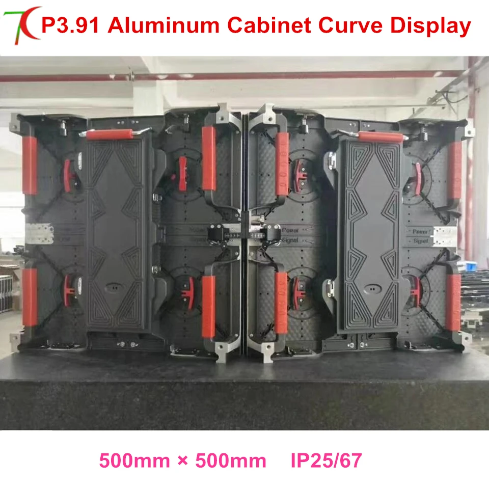 

Curve led display P3.91 500*500mm waterproof die-casting aluminum rental cabinet screen