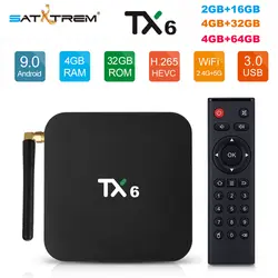 Satxtrem TX6 Android 9,0 ТВ Box 2 ГБ/4 GB DDR3 32 ГБ/64 Гб Rom Allwinner H6 4 ядра BT 4 K HD Поддержка проигрыватель Google 2,4G/5,8G Wi-Fi