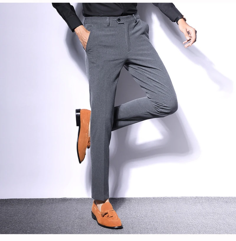 N& B брюки мужские формальные Бизнес Офис Slim Fit Брюки Для мужчин ботильоны-Длина брюки мужской классический черный костюм брюки SR42