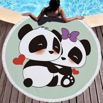 

Lovely Panda Beach Towel Microfiber Thick Beach Towel Fringed Beach Carpet Serviette De Plage