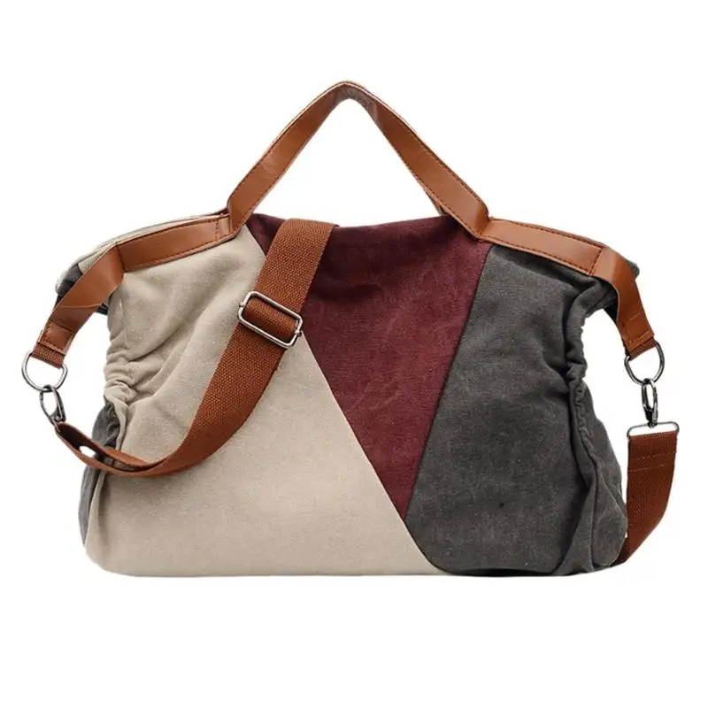

Women Canvas Messenger Bags Female Crossbody Bags Hit Color Shoulder Bag Casual Designer Female Handbag Large Capacity Tote