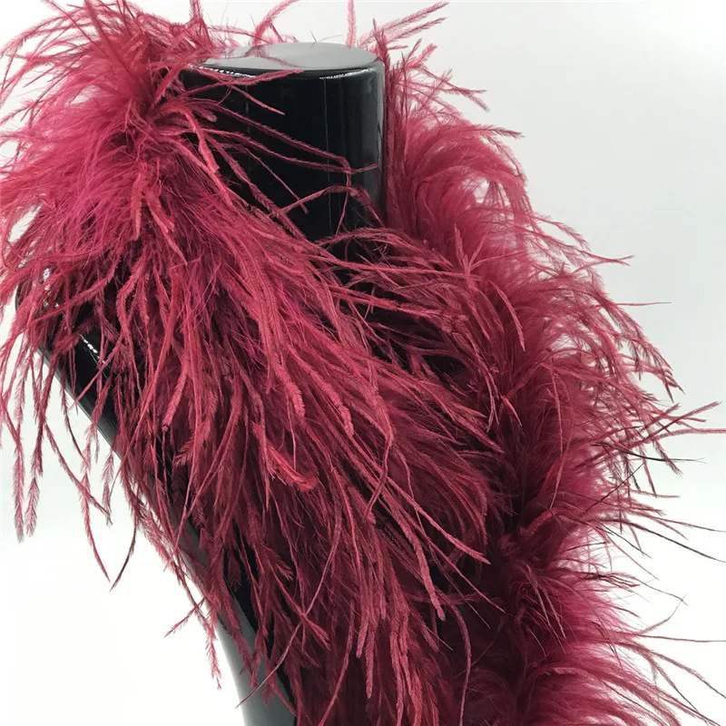 Wholesale Party Feather Boa Wine red Fluffy Thick Ostrich Feather Boa