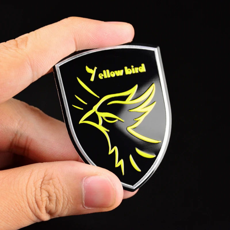 

Car Styling Yellow Bird Shield Car Emblem Decal Badge Fuel Cap Cover Sticker for porsche cayenne carrera