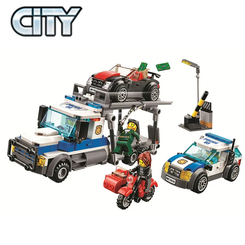 

City Series Auto Transport Heist Police Officers Crooks Model Building Block Bricks Toys Compatible With Legoings City