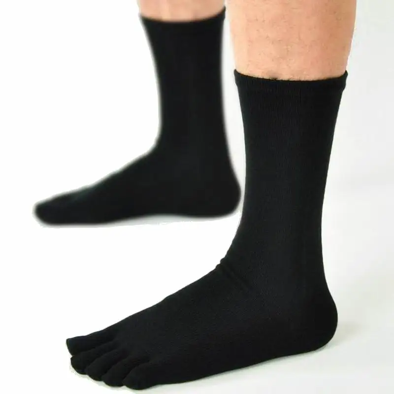 Высококачественные мужские носки, длинные хлопковые носки, мужские теплые мягкие однотонные носки с рисунками из мультфильмов, носки с отдельными пятью пальцами ног, мужские хлопковые носки, 3 пар/лот