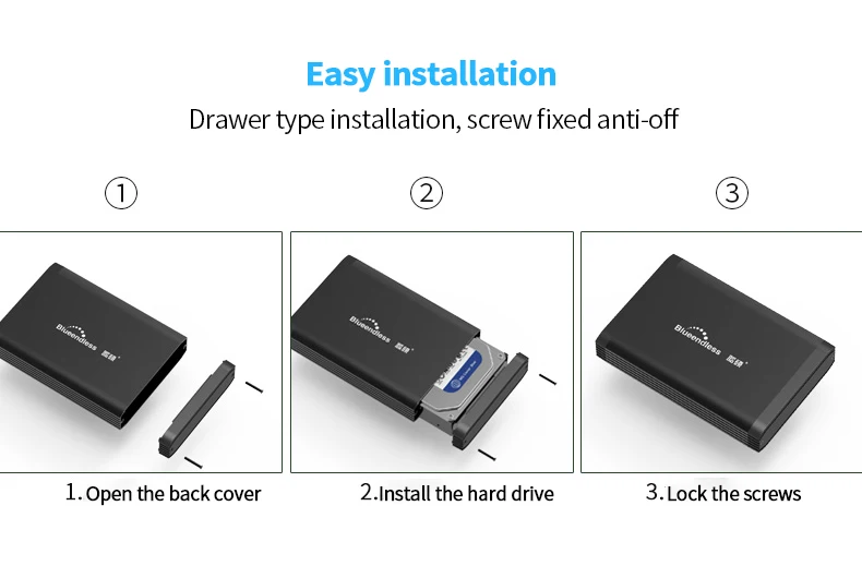 hdd ssd cases suit 3.5'' 2.5'' Type C  USB A usb 3.0 to sata hard disk caddy aluminum hard disc enclosure with 12V 2A AC power hdd case  (6)