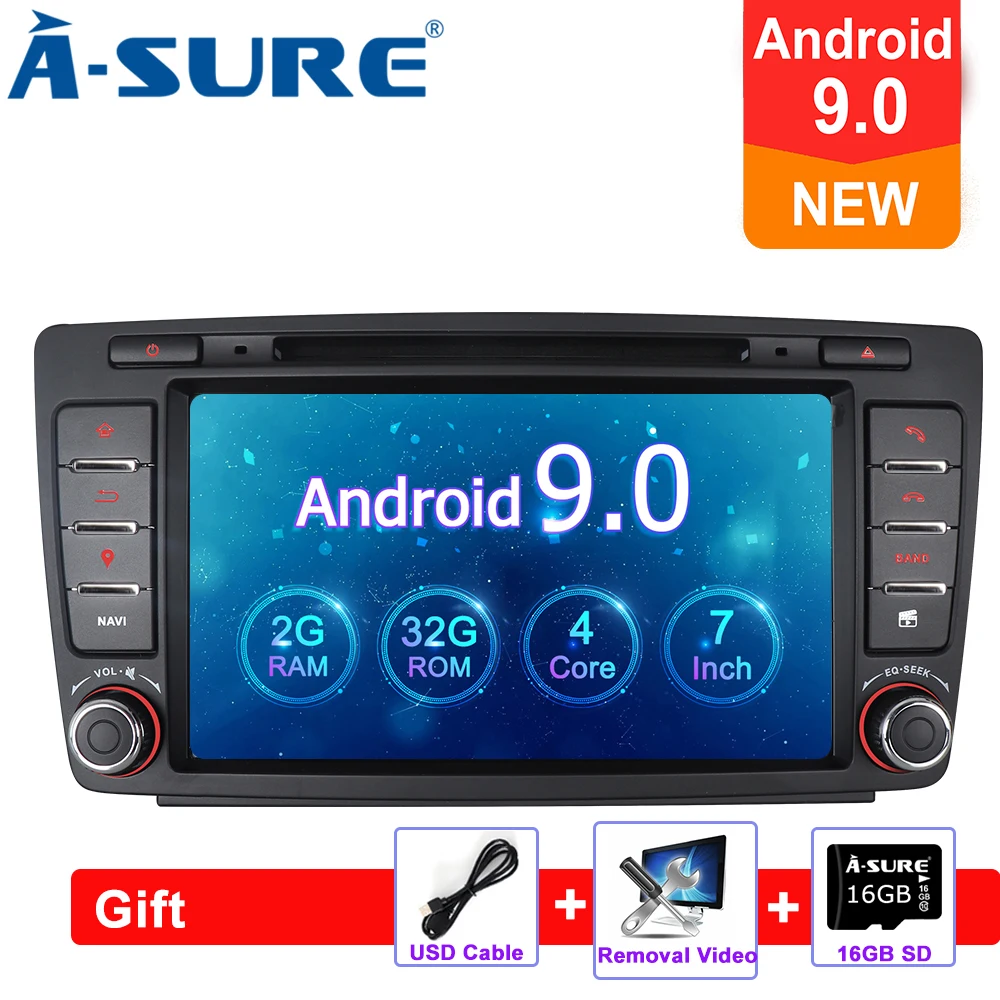 

A-Sure 7'' 2 Din Android 9.0 Car Auto Radio DVD GPS Stereo Navigation For SKODA Octavia Yeti Quad Core 32GB ROM DAB+ Multimedia