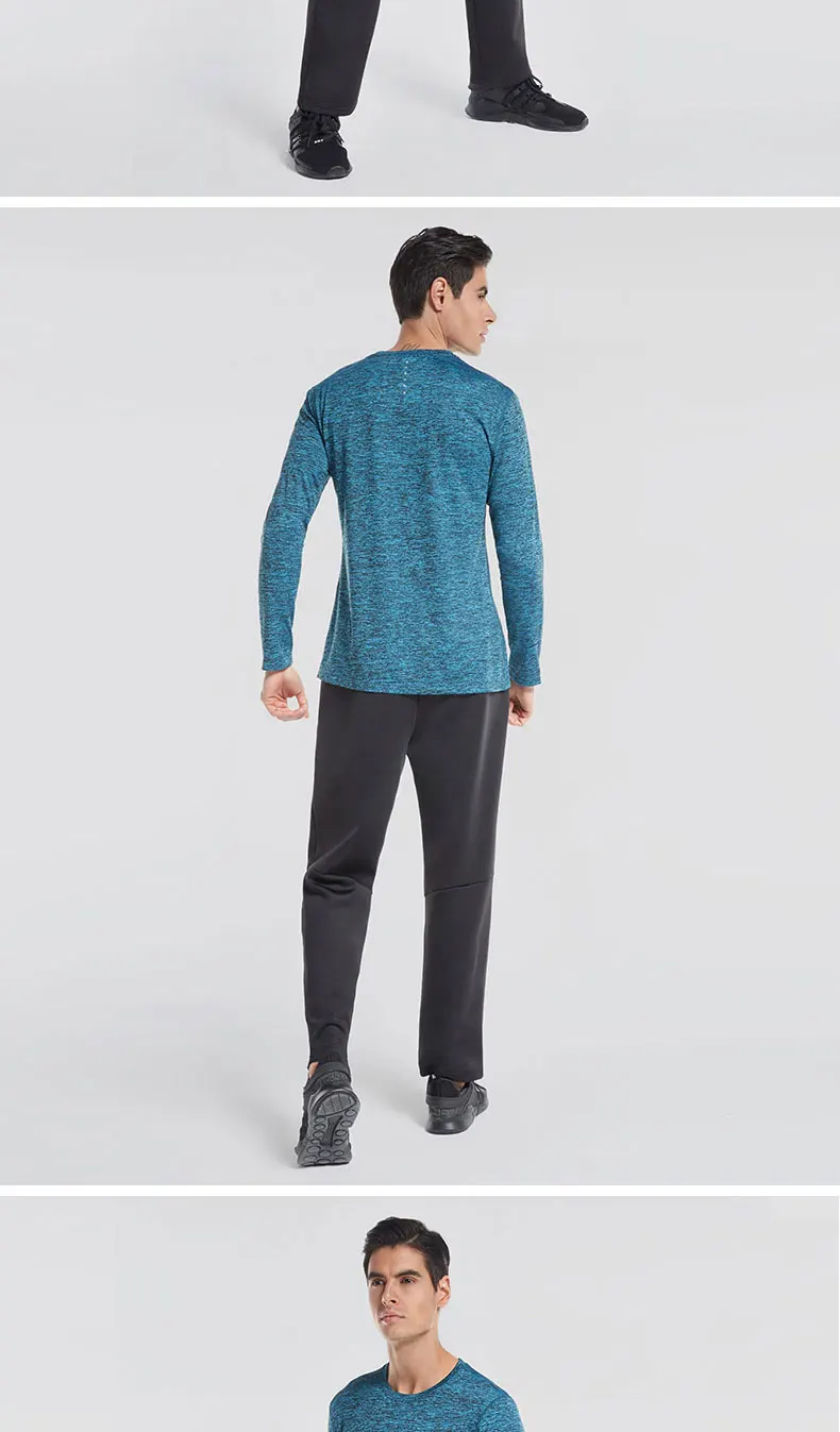 VANSYDICAL Running T-shirt Men Quick Dry Running Long Sleeve Shirt for Jogging Fitness Gym Training Tops Cycling Jersey kelme XL 21