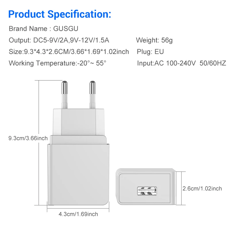 GUSGU Быстрая зарядка QC 3,0 быстрое USB зарядное устройство для телефона адаптер настенное зарядное устройство ЕС для iPhone samsung телефон USB адаптер