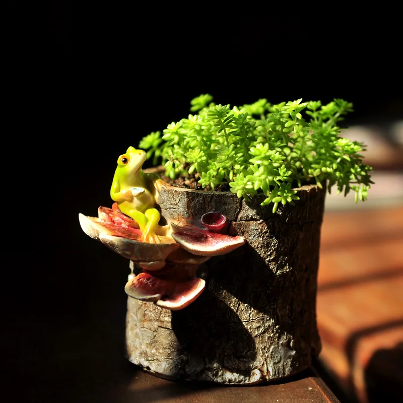 

Creative Lovely Frog Resin flowerpot vase Arts and Crafts fairy garden miniature figurines rustic home decoration accessories
