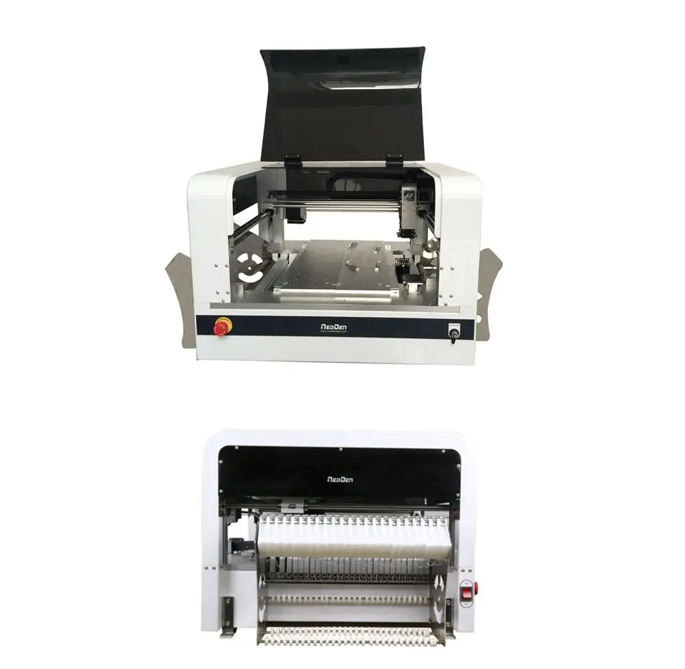 SMT pick and place machine NeoDen4 with 21 tape reel feeders, 4 nozzles