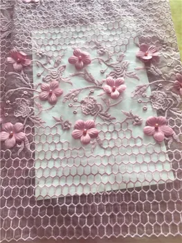 

French new style French lace fabric 3D flowers African tulle lace fabrics high quality African lace bridal gown fabrics YY0909