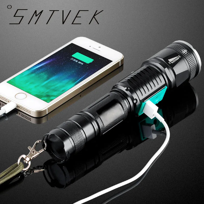 Usb Charge Powerful Led Flashlight Waterproof T6 Long range Rechargeable Led Light Riding Hunting Torch Tactical