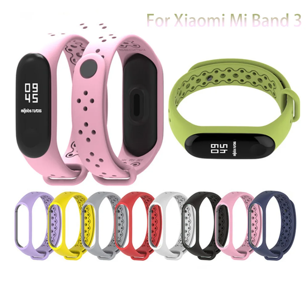 

Soft Silicone Strap For Xiaomi Mi Band 3 Bracelet Smart Watch Replacement Band Monochrome Porous Breathable Wrist Strap
