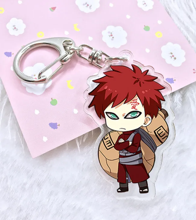 Naruto keychain de acrílico de Kakashi Gaara Sasuke Akatsuki miembros Itachi colgantes Llavero Cosplay alrededor regalo Llavero Chaveiro