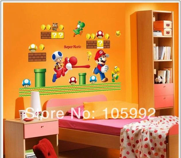 Abierto Corea Permuta Super Mario bros Boy Kids Room Room Nursery Art Mural Decal Wall Sticker  Deco 1 UNIDS|deco love|stickers colorssticker film - AliExpress