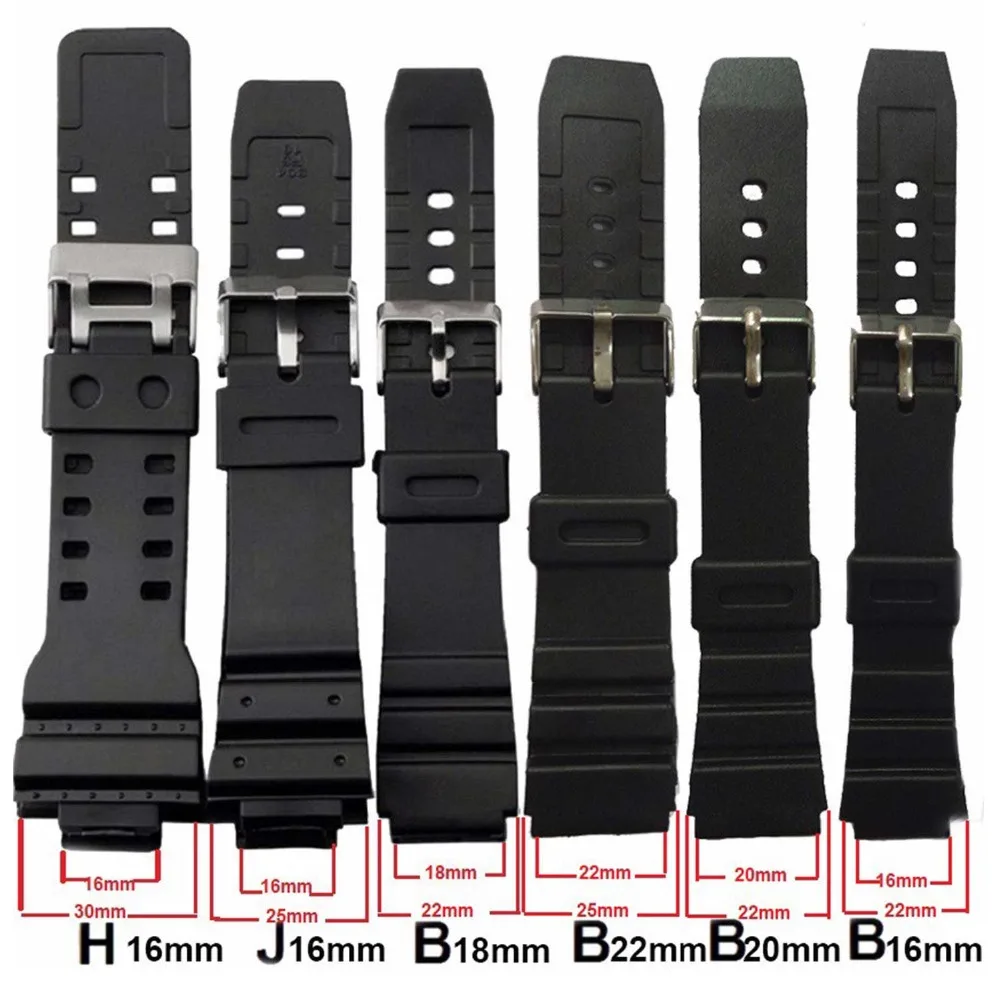 

Silicone band rubber band men sports diving black for CASIO replace electronic watch belt Watch Accessories