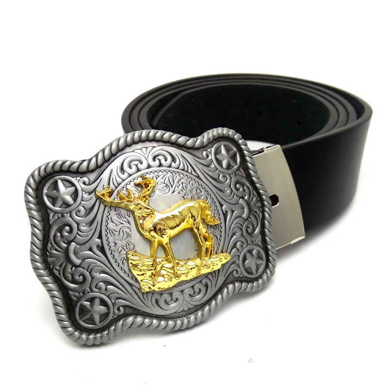 Cinturones de vaquero para cinturones de grande con ciervo dorado, hebilla de metal, cinturón de cuero para vaquera, cinto masculino| Cinturones de - AliExpress