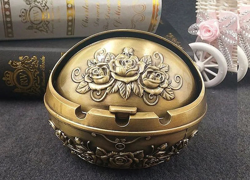 Творческий пепельница в стиле «Ретро» Офис коробка и Подарочная сувенирная пепельница розы пепельницы сферические украшения творческие ремесла