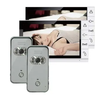 

New Arrival 9 Inch Color LCD Monitor Video Door Phone / Doorbell Intercom System 700TVLine IR Camera 2camera+2monitor