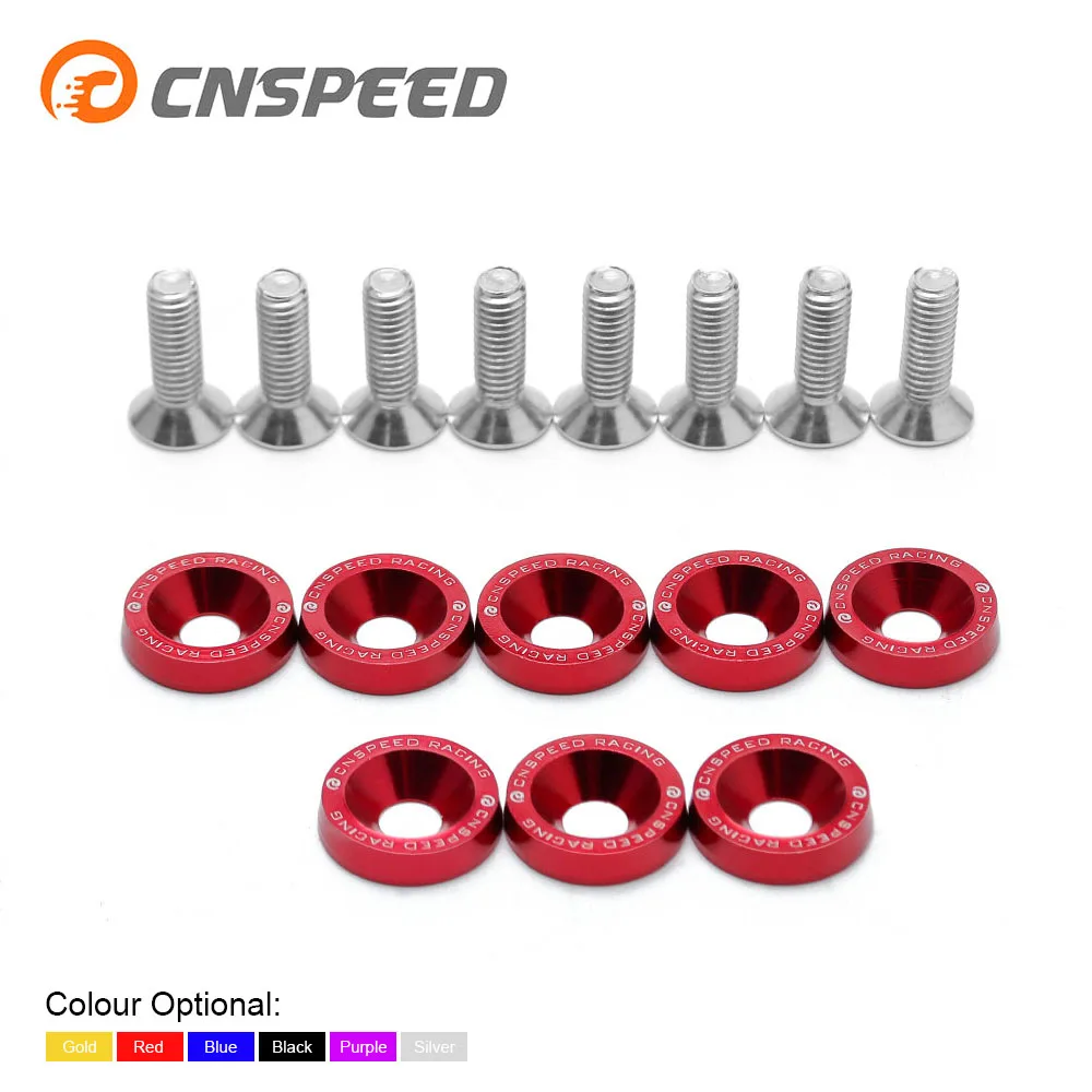 CNSPEED Fender Washers Aluminum Screws 6mm washers and bolt For Honda Civic Integra RSX EK EG DC 8pcs/set YC101329 | Автомобили и