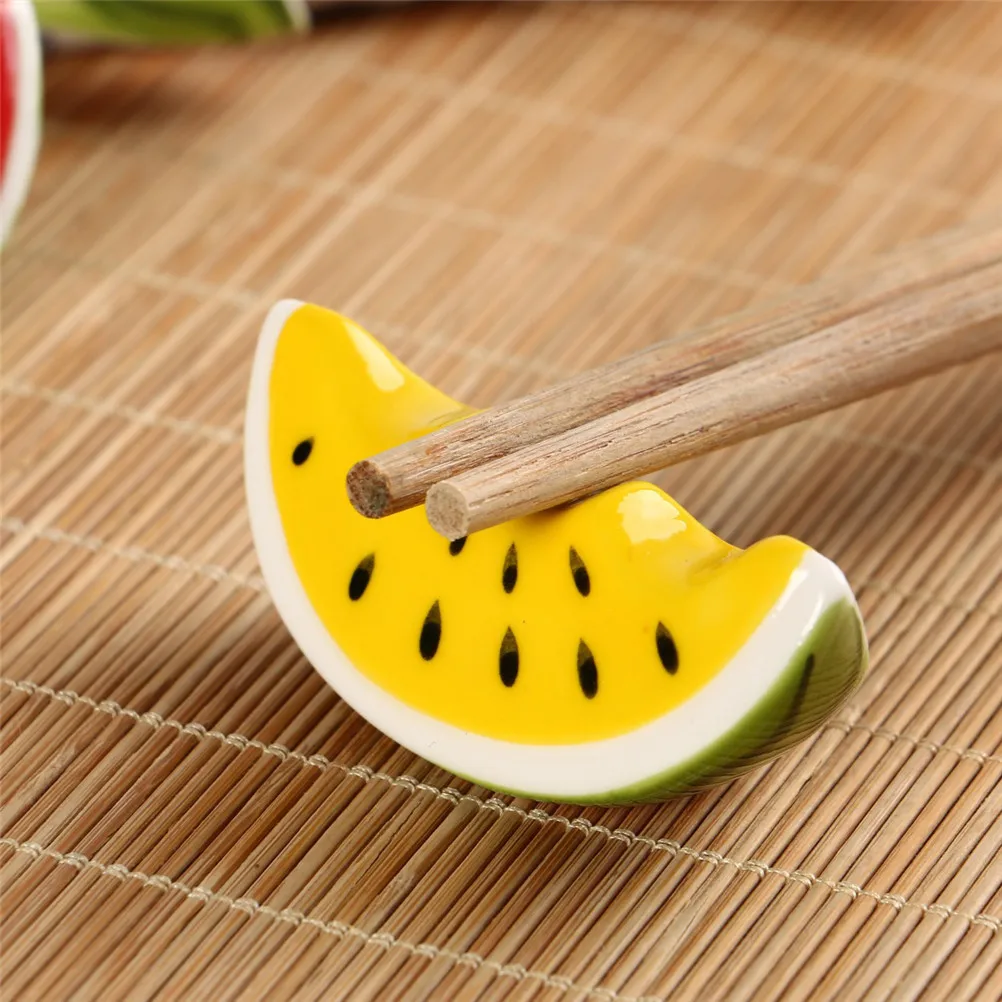 1PC Watermelon Chopsticks Stand Holder Ceramic Chopsticks Forks Holder Home Decoration Red Yellow Color