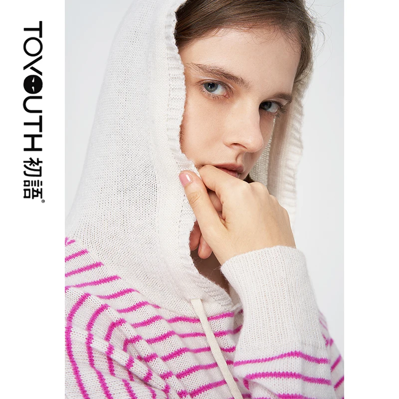 

Toyouth New Autumn Striped Women Sweaters And Pullovers Casual Long Sleeve Kitted Sweater Thin Loose Tops Pull Femme Pullover
