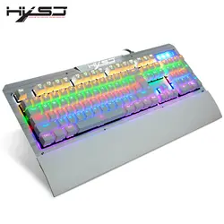 Профессиональный hxsj 2600 механическая клавиатура для геймеров с 104 ключей RGB Подсветка Клавиатуры