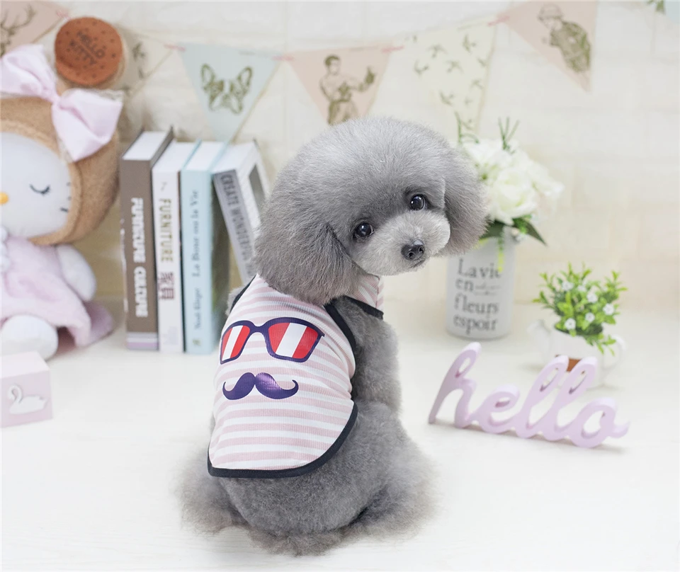 Summer Dog Clothes Clothing for Dogs Chihuahua S M L XL XXL Pet Clothes Vest T Shirt for Small Dog Costume Eye Beard Pattern (14)