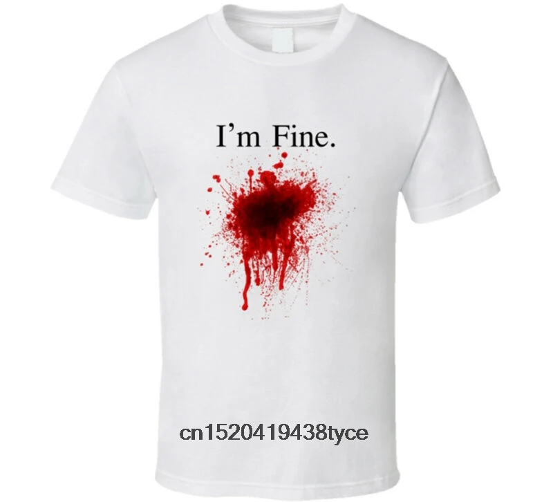 I'm Fine Zombie Blood Funny T Shirt Mens Tee Fan Gift New From US | Мужская одежда
