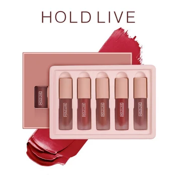 

Hold live brand Light Matte Lip Glaze Suit Sexy Lip Gloss Set Makeup Cosmetics Long-lasting