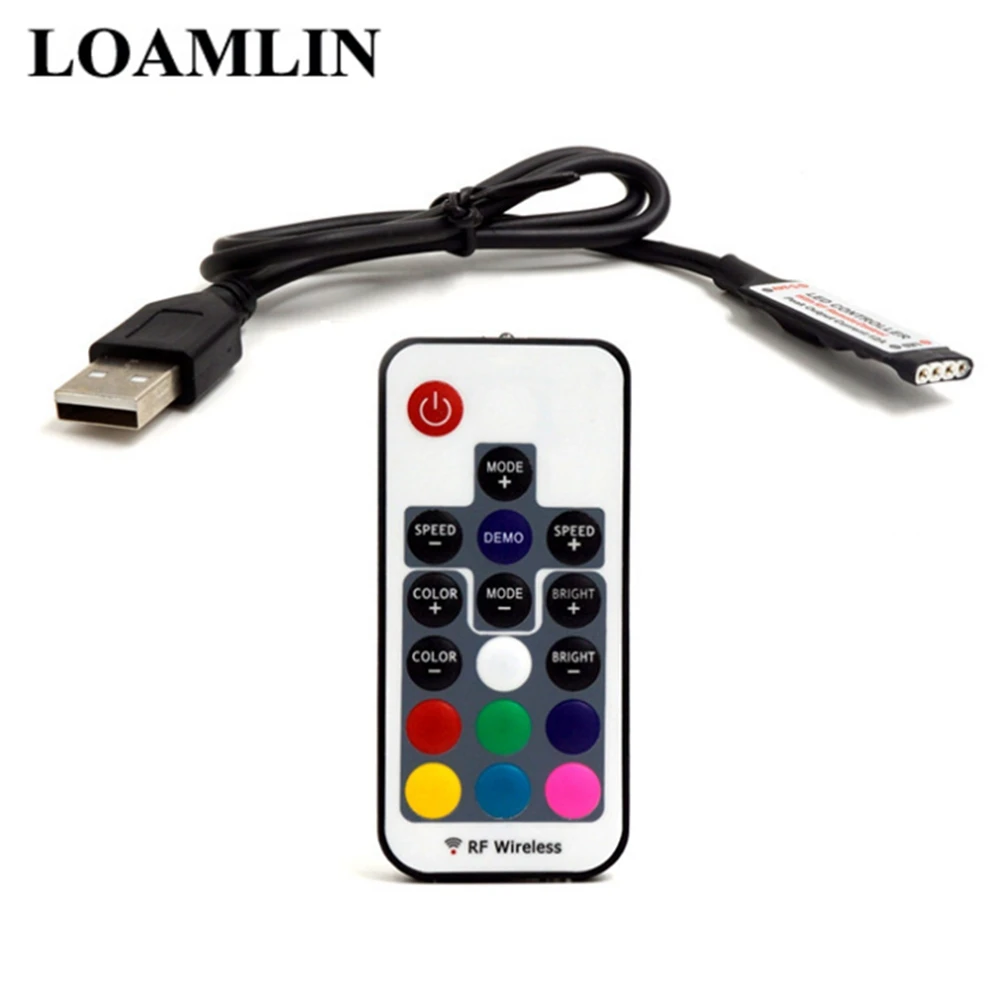 USB RGB светодиодный контроллер с 17 кнопками DC5V-24V 12A Rf беспроводной мини пульт дистанционного управления для RGB 3528 5050 Smd Светодиодная лента