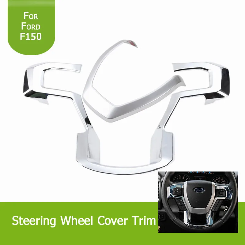 Silver Car Interior Decoration Trim Kit Steering Wheel Cover For Ford F