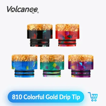 

Volcanee 810 Drip Tip Colorful with Shine Gold 17mm Diameter Wide Bore for E Cigarettes V8 RDA RTA Atomizer Vape Mouthpiece