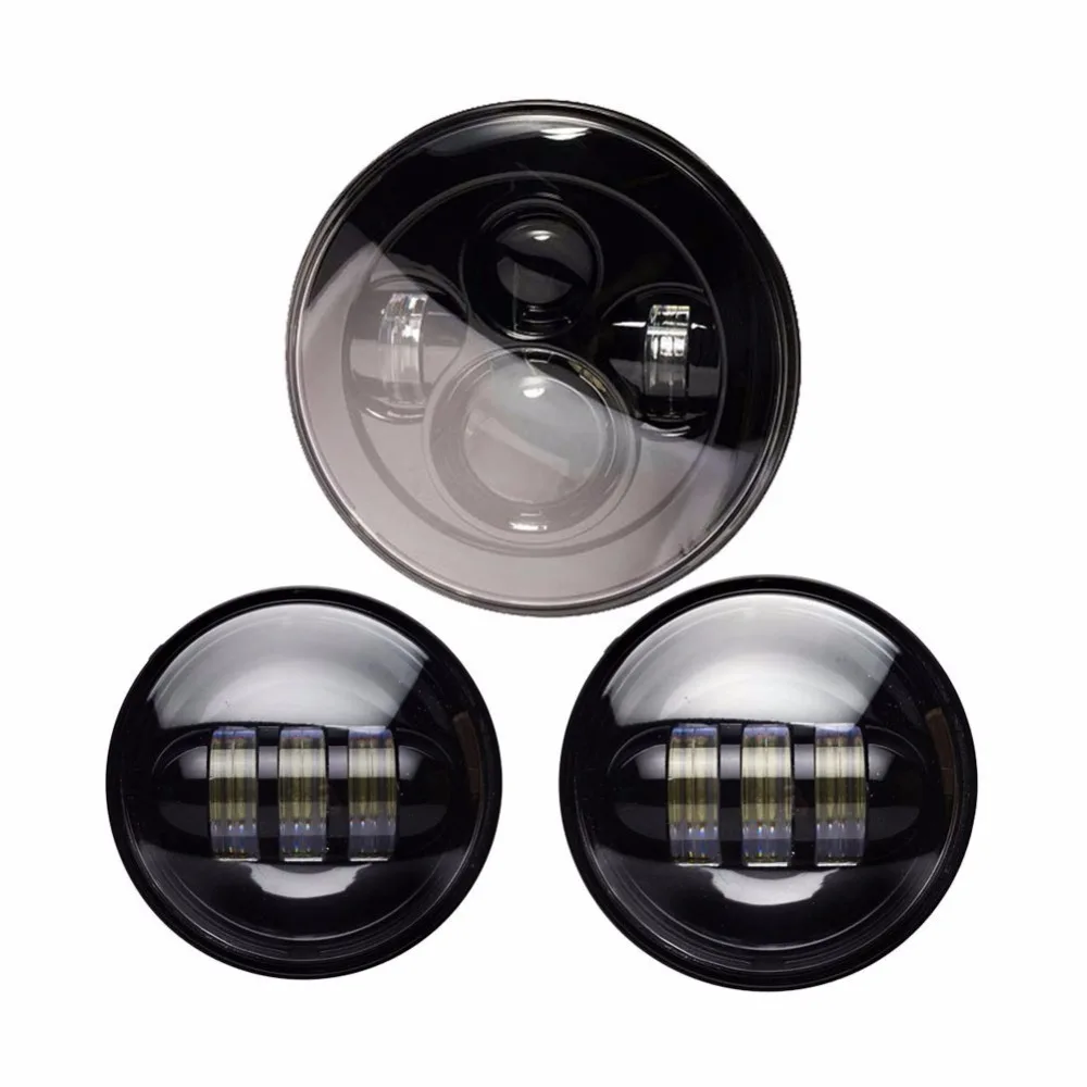 Black 7inch Motor Projector Headlight H4 Motorcycle Headlight + 4 1/2