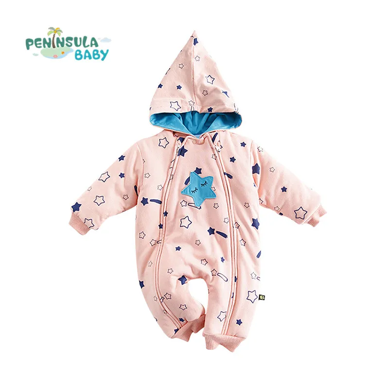 

Hooded Child Clothing Cotton Cartoon Toddler Clothes Baby Girls Boys Long Sleeve Thicker Rompers Infant Winter Warm Jumpsuits