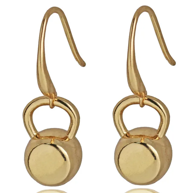 Fitness Inspirational Kettlebell Dangle Earrings For Women Stainless Fitness Inspirational Kettlebell Dangle Earrings For Women Stainless Steel Black Silver Gold Color