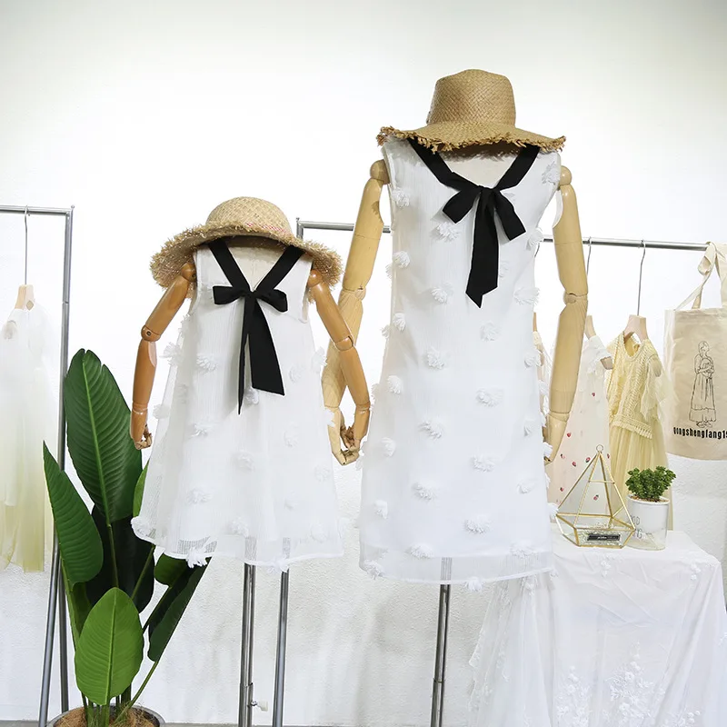 

Parent-child dress 2019 summer new Korean girls chiffon sleeveless vest dresas female temperament dress