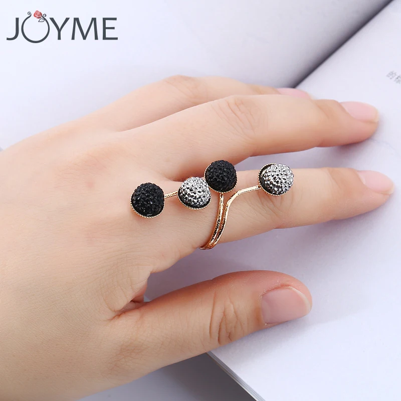 

Antique Round Black Beads Ball Rings for Women Female Wholesale Finger Ring Silver Gold Metal Alloy Party Gift