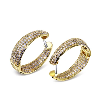 

24MM fashion Hoop Earring Luxury Zircon earrings for women setting white CZ earring wedding fashion jewelry Free shipping