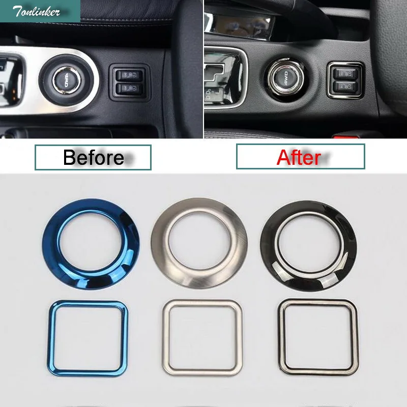 

Tonlinker Interior 4WD Button Cover stickers for Mitsubishi Outlander 2013-19 Car Styling 1 Pcs Stainless Steel Cover sticker