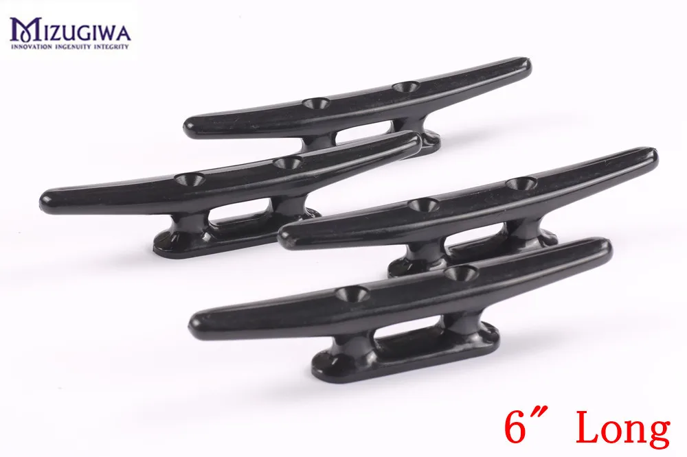 4PCS 6" Light Duty Black Nylon /Plastic Base Cleat Marine Boat Cleat